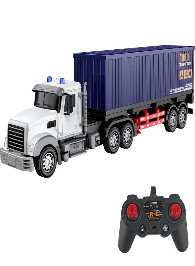 CALEST Remote Control Semi Truck with Trailer -24 Inch Semi Truck Toy for Kids,1:24 Container Truck with LED Lights & Music, Great Gift for Boys Girls - Image 1